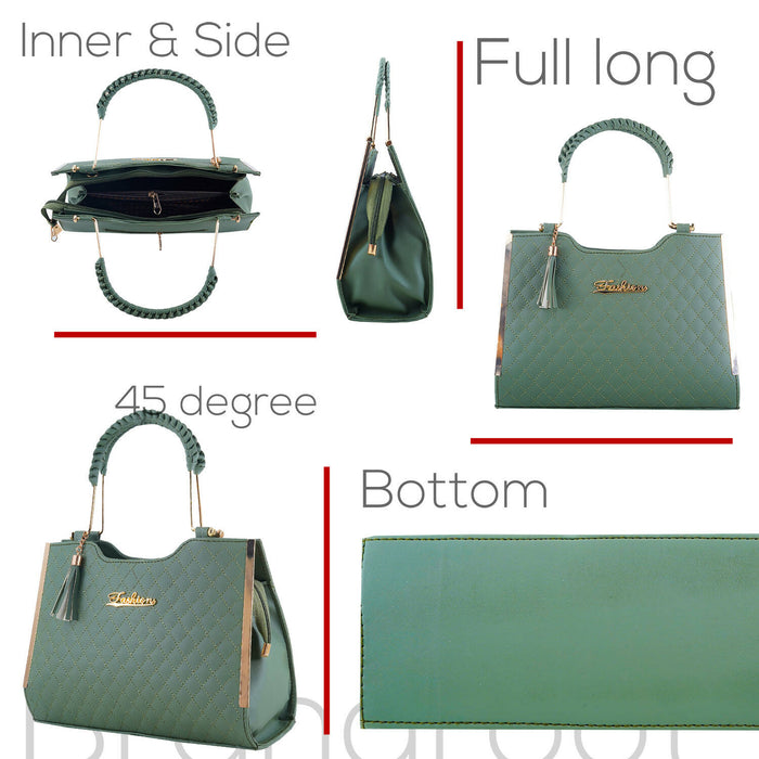 Eldora Genuine Leather Shoulder Bag Dark Green 76375