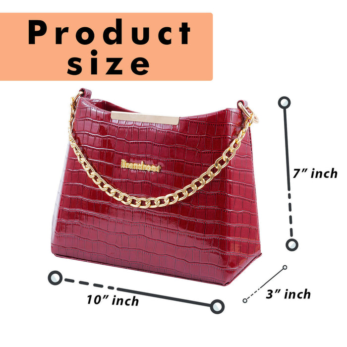 Ladies Party Wear Stylish And Beautiful Fancy Maroon Leather Hand Purse  Design: Classy Design at Best Price in Noida | Sara Creation Inc.
