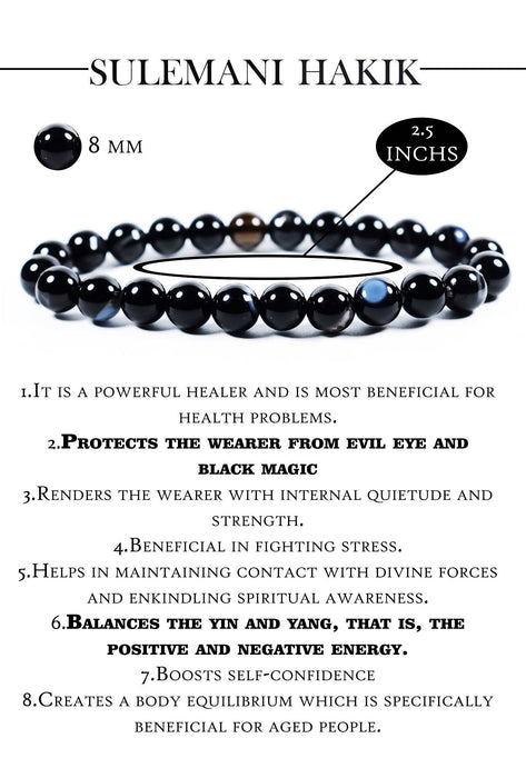 Swara Agate Certified Natural Sulemani Hakik Stone Bracelet 8mm Beads Size  Export Quality Sulemani Hakik Bracelet