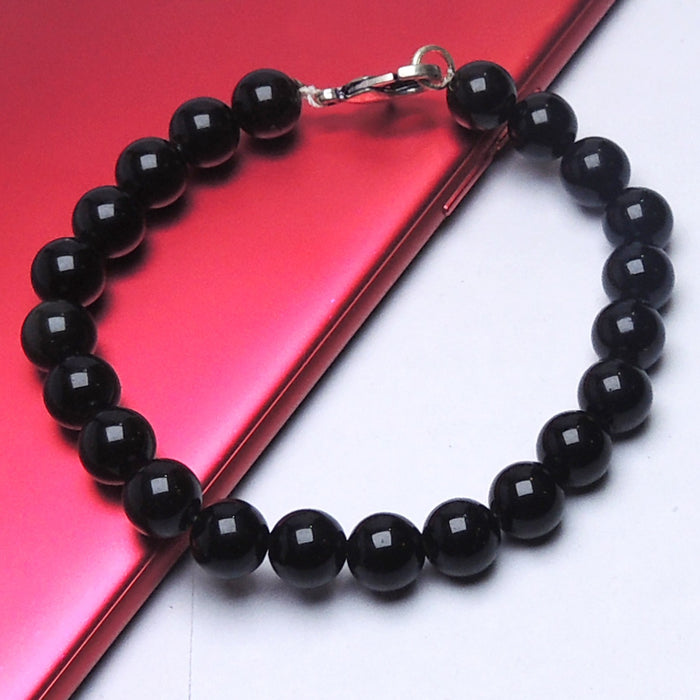 SATYAMANI Natural Energized Original Black Obsidian Beads Bracelet with Hook  (Pack of 1 Pc.)